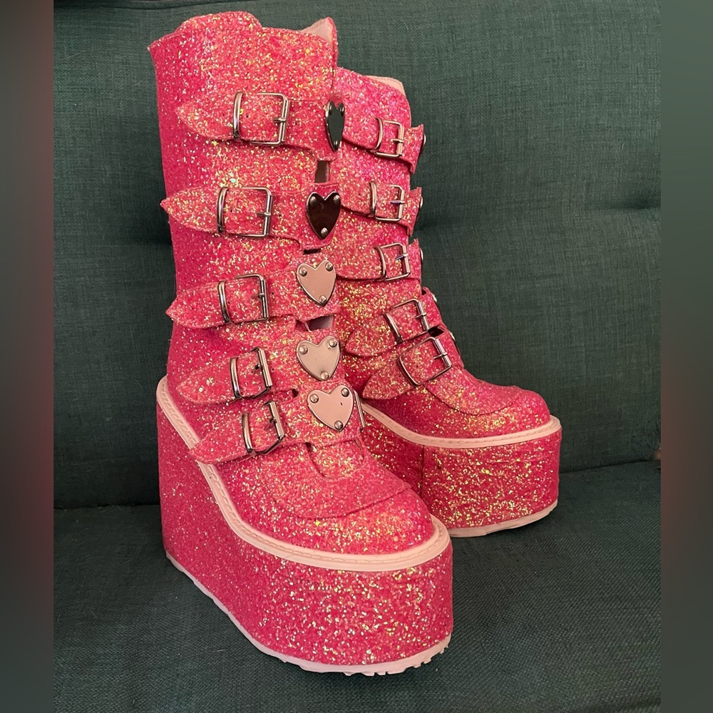 Demonia pink boots Swing-230G. Size 8